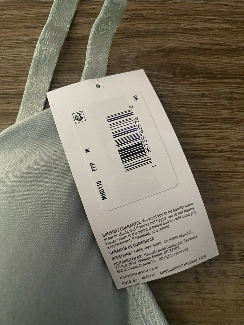 Hanes Light Mint Wireless Bralette - Pale Green - Picture 2 of 4
